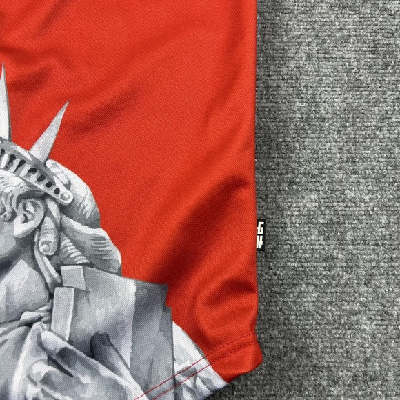 Greater Half Shirt Mens XL Red USA Trump 45 Statue Liberty Button Up Patriotic - Picture 2 of 7